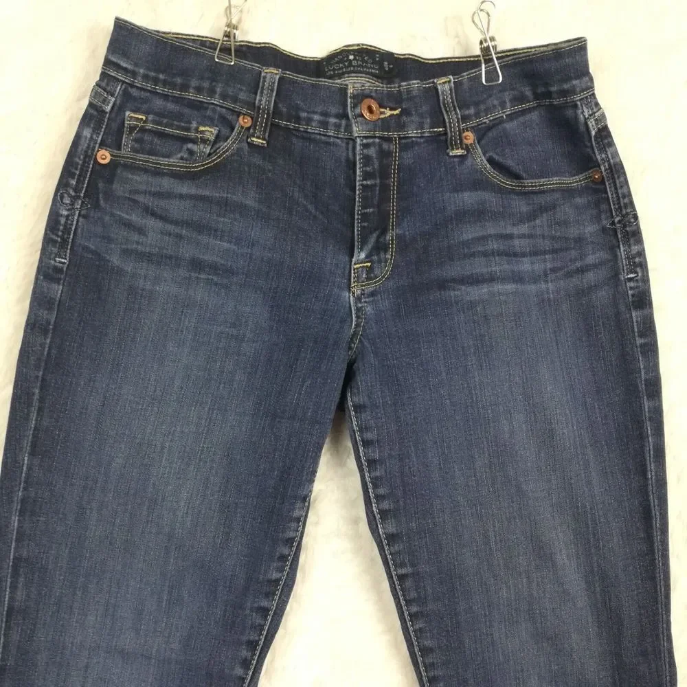 Lucky Brand‎ Womens Jeans Sofia Skinny Blue Denim Whiskering Medium Wash Mid 6